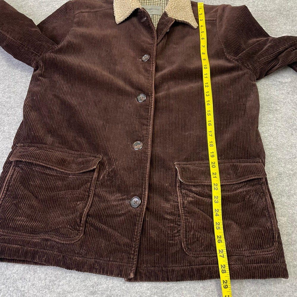 Vintage Eddie Bauer Womens Brown Corduroy Barn Jacket M Teddy Collar Y2K - Picture 15 of 16